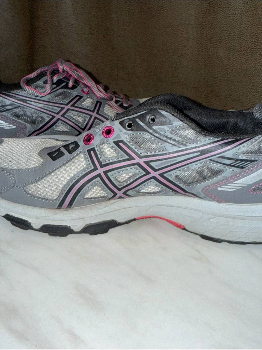 ASICS Gel-Venture 6 Running Shoes T7G6N Gray Silver Pink Women's US Size 9